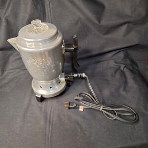 Vintage Enterprise Aluminum Co EA CO Coffee Percolator Model 5437 Floral Etched
